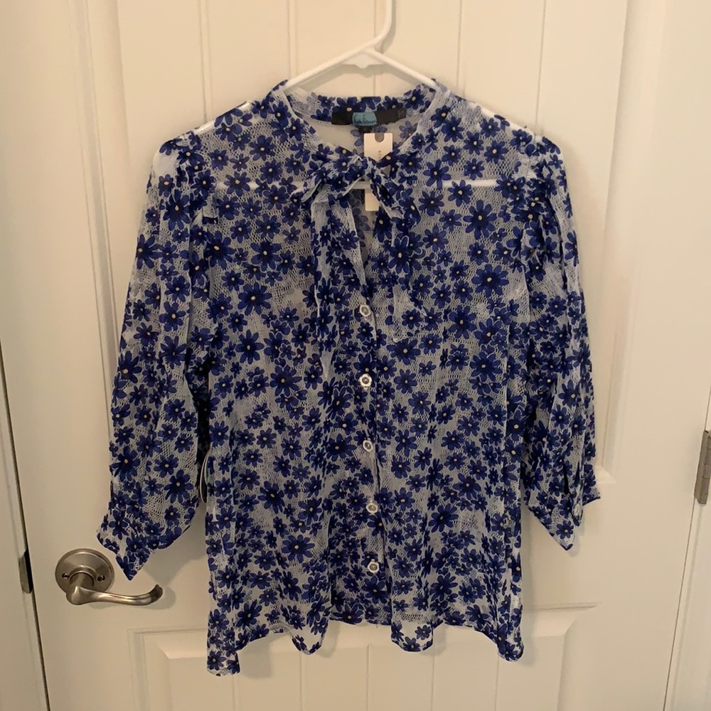 NWT Eva Franco Anthropologie lace flower blouse 4